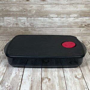 TUPPERWARE Rock N Serve Black Microwave Safe Divided Container with Lid 3990A-2